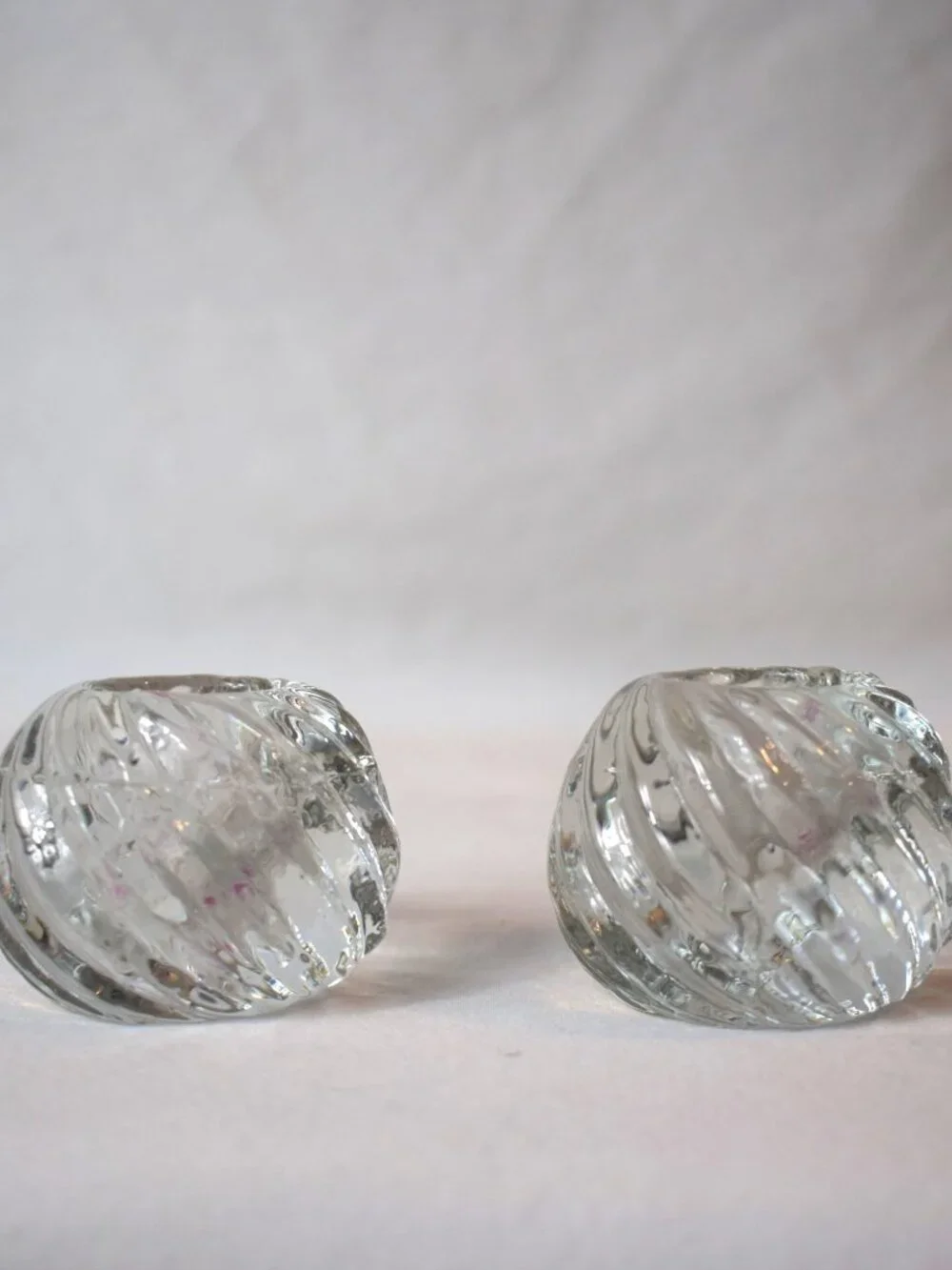 Glass 1 3/4 inches Tall Swirl Glass Orb Candlestick Holders